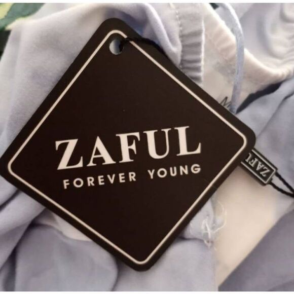 ZAFUL BLUE & WHITE TIE DYE SIDE SLITS COWL NECK CAMI MINI DRESS SZ.M NWT. - Picture 8 of 9